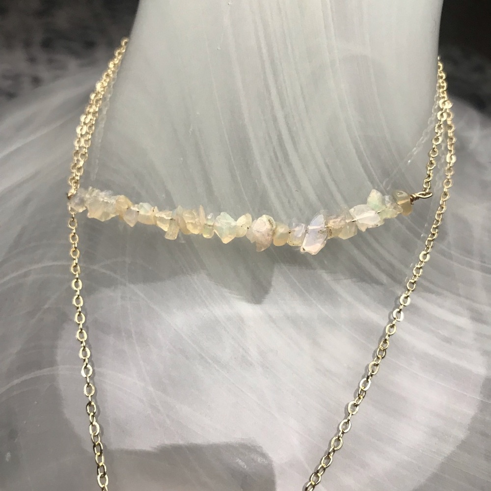 Raw Opal 14k Gold Plated Necklace